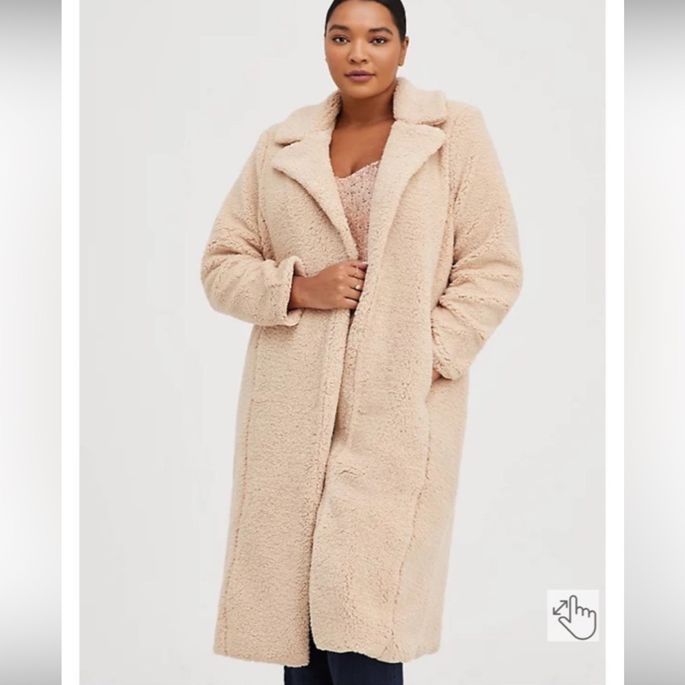 Torrid Beige Faux Fur Longline Teddy Coat